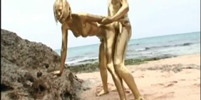 Japanese gold bodypaint hook-up