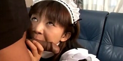 Japanese teen giving a warm deep throat Maid uncensored