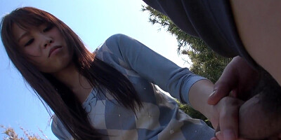 Outdoor sex with Japanese Eri Makino and creampie for her
