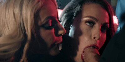 MILF strippers Abigail Mac and Nicolette Shea have sex with a stud