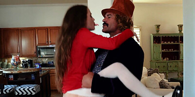 Young slut Sia Wood gets fucked through the hole in her pantyhose