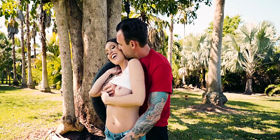 Jade Nile rewards tattooed guy with a solid BJ and gets fucked outdoors