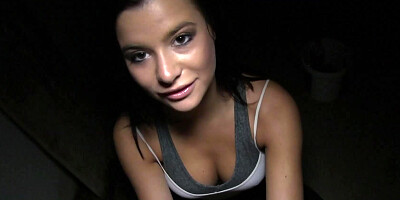 Charlyse Angel takes stranger's cock in her mouth & pussy outdoors