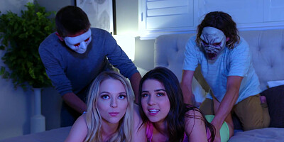 Cuties Lily Larimar and Kylie Rocket have sex with their stepbrothers