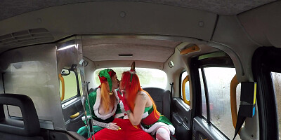 Wild sluts Azura Ali and Alexxa Vice getting fucked hard in the taxi