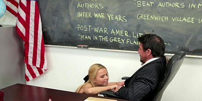 Horny schoolgirl Alina West rides her teacher's cock at the classroom