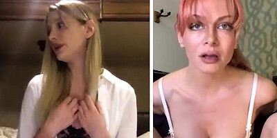 Lady boss Serene Siren and her sexy secretary Kenna James masturbated on a camera