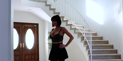 Veronica Avluv in tall black boots gets hard pounded in all her three holes