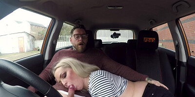 Louise Lee with a shaved pussy gets coveted fuck in the car