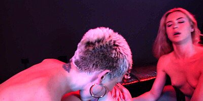 Three passionate hotties licking and fucking with glass dildo