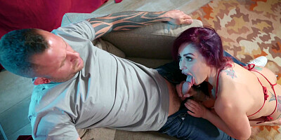 Tattooed stripper sucking and fucking Scott clean