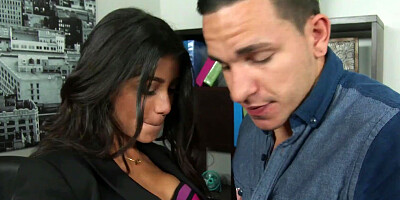 Veronica Rodriguez is fucked hard and spunked over in the office