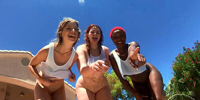 Busty bitches Deja Marie, Abigaiil Morris and Octavia Red have fun on the lawn