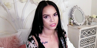 Brunette hottie is passionately sucking big hard pecker