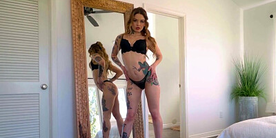 Alternative blonde is getting facefucked and facialized