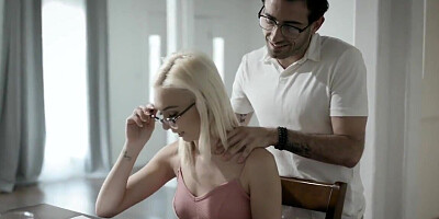 Blonde schoolgirl sucking and fucking her lustful tutor