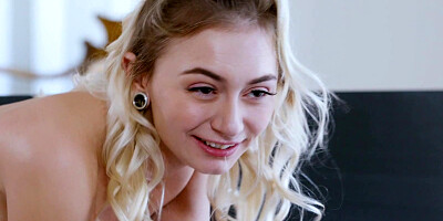 Chloe Temple sits her shaved pussy on daddy’s cock after giving him a blowjob