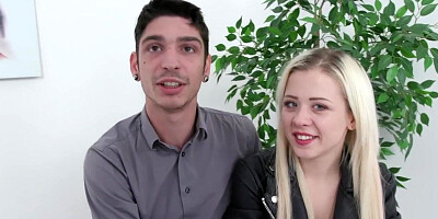 Hot Petite Wife Anna Rey Swallows in Front of Her Hopeless Cuckold