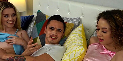 Stepsister twisted sex with two perfect teen whores in HD