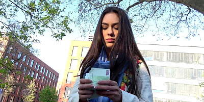 Russian Arwen Gold gets her hairy pussy fucked & eats cum outdoors