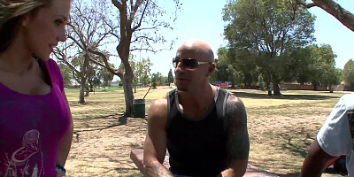 Big Tits Wife Nikki Sexx Fucks a Bald Man as Cuckold Watches