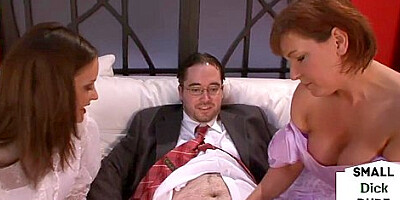 Classy Micro Dick Mistresses Jerking Off Submissive