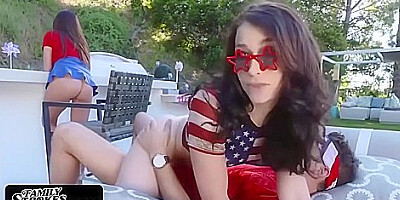 Jennifer Jacobs And Ariella Ferrera In And Her Sexy Stepdaughter Take Turns Riding Stepbrothers Cock