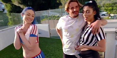 creampie soccer hotties fuck a lucky surfer boy in orgy