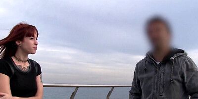 Lovely redhead girl is licked by a porn casting agent