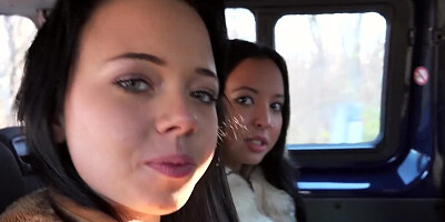 Two friends pick up chicks for orgy in their spacious car
