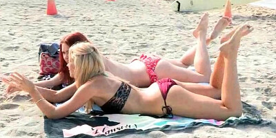 Melody and Lena ladies porno teenager Hawaii Part II The beach smooching