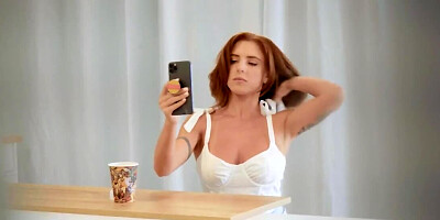 Amazing redhead girl Lumi Ray is fucked after a blowjob