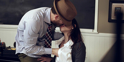 Dark-haired teen Rhaya Shyne gets fucked hard in the classroom