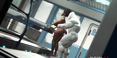 A hot black girl needs a huge cyborg cock in her ass