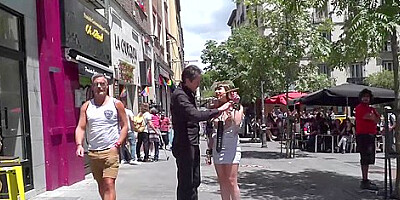 Luna Rival In Bound Busty Babe Paraded In Public Then Fucked In A Bar