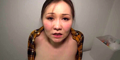 Public dirty Asian bae drilled in POV by big white cock