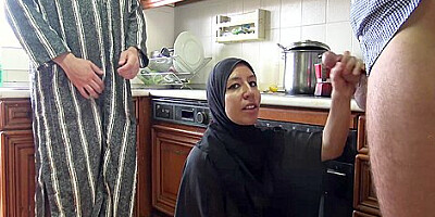 Horny Cuckold Wife Sucks Big Cock In Front Of Husband