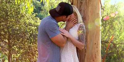 Tattooed blonde got fucked in the nature