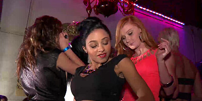 Group of girls has steamy sex in the local club