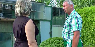 German Grandpa and Grandma Fuck Hard in Garden