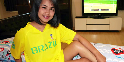 World Cup watching with cute Thai teen