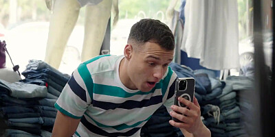 MacKenzie Mace and Willow Ryder pleasuring lucky dude in the clothing store