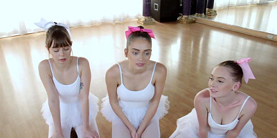 Three petite ballerinas getting bend over & fucked by the new instructor