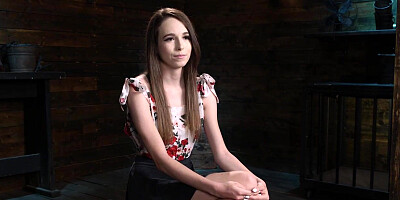 Slave in inverted suspension fingered and fucked