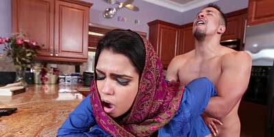 Sweet Arab girl gives him a blowjob and bends over for that cock
