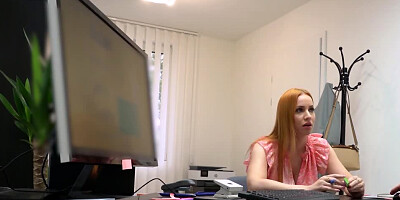 Shy girl Kiara Lord sucks some cock at the job interview