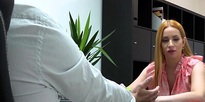 Shy girl Kiara Lord sucks some cock at the job interview