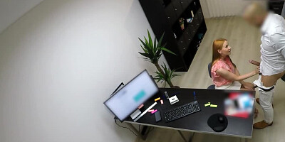 Shy girl Kiara Lord sucks some cock at the job interview