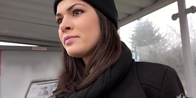 Hot brown eyed Suzy Bell gets her pussy banged by strangers huge dick