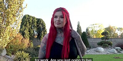 Public Agent Sabien Demonia gets her big tits out and pussy fucked